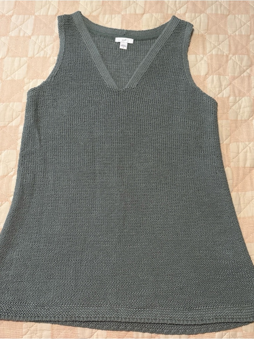 I Jill Lightweight V-Neck Knit Tank - Slate Green